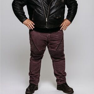 Rock Revival Jeans Mens Tag 40 Actual 41x33 Burgundy Reid Biker Motorcycle New